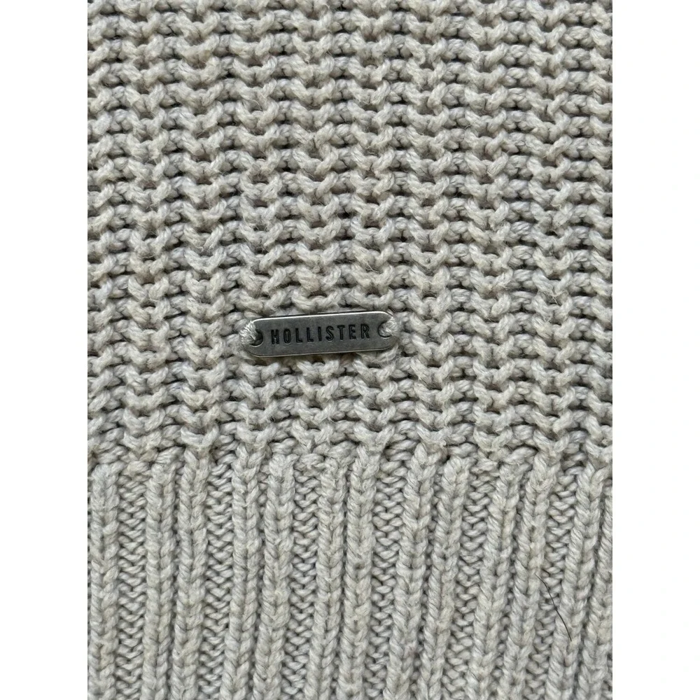 Hollister Womens Shaker Knit Crewneck Sweater Beige Oatmeal‎ Relaxed Fit Small